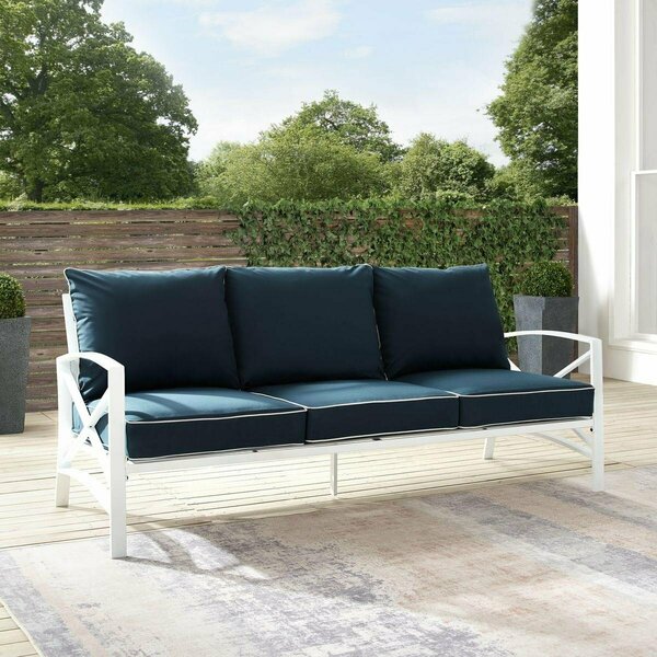 Claustro Outdoor Metal Sofa, Navy & White CL3043547